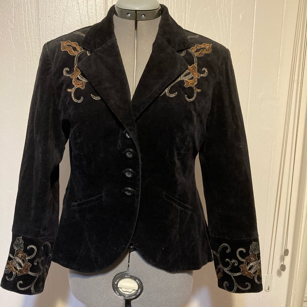 Vintage 90 Detailed black velvet jacket